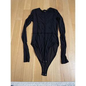 Mesh See-Through Long Sleeve round neck body suit size S